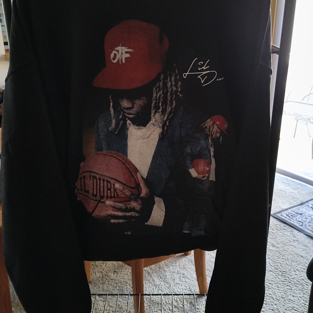 Black Graphic Sweatshirt with Red Accents